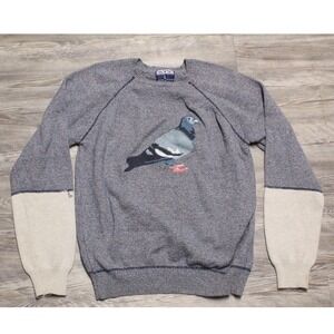 Staple Pigeon Sweater Sweatshirt Mens Large Blue Marl Cotton Crewneck